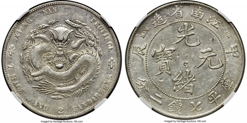 Kiangnan. Kuang-hsü Dollar CD 1904 AU Details (Chopmarked) NGC, Nanking mint, KM...