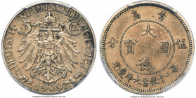 Kiau Chau. German Occupation 5 Cents 1909 AU53 PCGS, Berlin mint, KM1, Kann-873. 

HID09801242017

© 2022 Heritage Auctions | All Rights Reserved