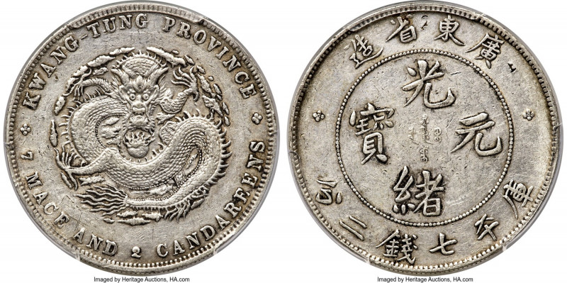 Kwangtung. Kuang-hsü Dollar ND (1890-1908) XF Details (Chop Mark) PCGS, Kwangtun...