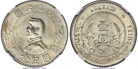 Republic Sun Yat-sen "Memento" Dollar ND (1927) MS62 NGC, KM-Y318a, L&M-49. Six-pointed stars variety. Decorated in a pervasive undercurrent of champa...