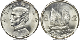 Republic Sun Yat-sen "Junk" Dollar Year 23 (1934) MS63 NGC, KM-Y345, L&M-110. A brilliant choice piece, blasting lustrous surfaces. 

HID09801242017...
