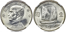 Republic Sun Yat-sen "Junk" Dollar Year 23 (1934) MS63 NGC, KM-Y345, L&M-110. Boasting untoned blooming surfaces. 

HID09801242017

© 2022 Heritag...