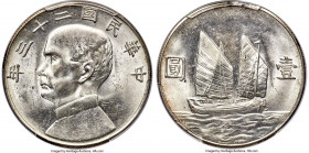 Republic Sun Yat-sen "Junk" Dollar Year 23 (1934) MS62 PCGS, KM-Y345, L&M-110, Kann-624. Displaying brilliant velveteen surfaces. 

HID09801242017
...