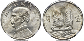 Republic Sun Yat-sen "Junk" Dollar Year 23 (1934) MS62 NGC, KM-Y345, L&M-110. A glowing piece, boasting luminous fields with few friction marks and dr...