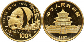 People's Republic 5-Piece Uncertified gold Proof Panda Set 1987-P, 1) 5 Yuan (1/20 oz), KM159 2) 10 Yuan (1/10 oz), KM163 3) 25 Yuan (1/4 oz), KM161 4...