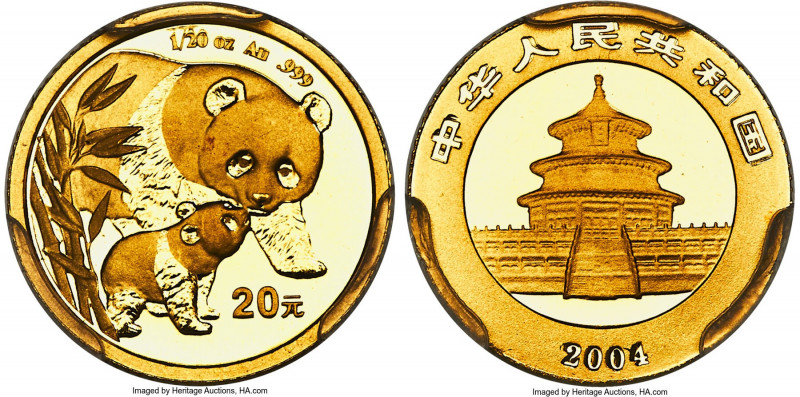People's Republic Pair of Certified gold Panda 20 Yuan MS69 PCGS, 1) 20 Yuan 200...