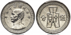 3-Piece Lot of Certified Assorted Issues PCGS, 1) Republic Sun Yat-sen 5 Cents Year 27 (1938) - MS63, KM-Y348 2) Republic Sun Yat-sen 5 Cents Year 28 ...