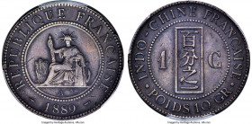 French Colony Proof Centime 1889-A PR40 PCGS, Paris mint, KM1, Lec-42. Struck from a miniscule mintage of just 100 pieces and produced during the Pari...