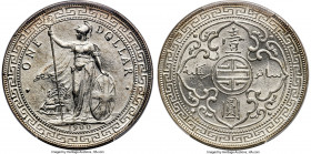 Victoria Trade Dollar 1900-B MS63 PCGS, Bombay mint, KM-T5, Prid-9. Enveloped in a prominent cartwheel luster cascading across fully struck-up devices...