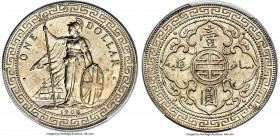 Edward VII Trade Dollar 1908/7-B UNC Details (Cleaned) PCGS, Bombay mint, KM-T5, Prid-18. Showing trace luster to the crisp motifs, with few hairlines...