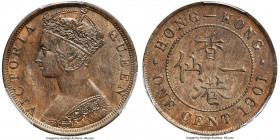 British Colony. Victoria Cent 1901 MS63 Brown PCGS, KM4.3, Prid-177. An outstanding last-year of issue Cent struck under Victoria boasting semi-Proofl...