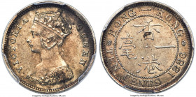 British Colony. Victoria 10 Cents 1886 AU58 PCGS, KM6.3, Prid-77. By virtually all appearances Mint States and precluded from finer designations by th...