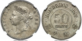 British Colony. Victoria 50 Cents 1893 AU50 NGC, KM9.1, Prid-11a. Small inner ring variety. A gently circulated piece, preserving well-kept motifs and...