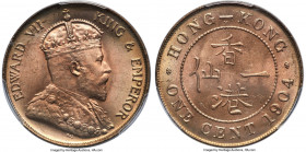 British Colony. Edward VII Cent 1904-H MS65+ Red PCGS, KM11, Mars-C4. Dripping in ample mint red and a light pastel peripheral aura, this stunner show...