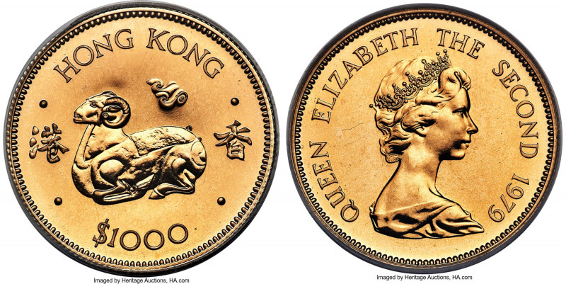 British Colony. Elizabeth II gold "Year of the Goat" 1000 Dollars 1979 MS68 ANAC...