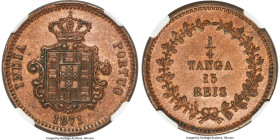 Portuguese Colony - Goa. Luiz I 1/4 Tanga 1871 MS63 Brown NGC, KM304. Showing an oak brown tone to the sharp and glossy peripheries. 

HID0980124201...