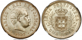 Portuguese Colony - Goa. Carlos I Rupia 1903 MS63 NGC, KM17. A Choice Mint State survivor, radiating cartwheel luster all over. 

HID09801242017

...