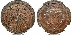 British India. Madras Presidency 1/48 Rupee 1797 MS64 Brown NGC, KM398. An East India Company issue, presenting crisply struck motifs, dressed in a ch...