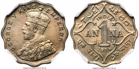 British India. George V Anna 1916-(b) MS66 NGC, Bombay mint, KM513. Ranked at the very peak of certification as the joint-finest with a single other, ...