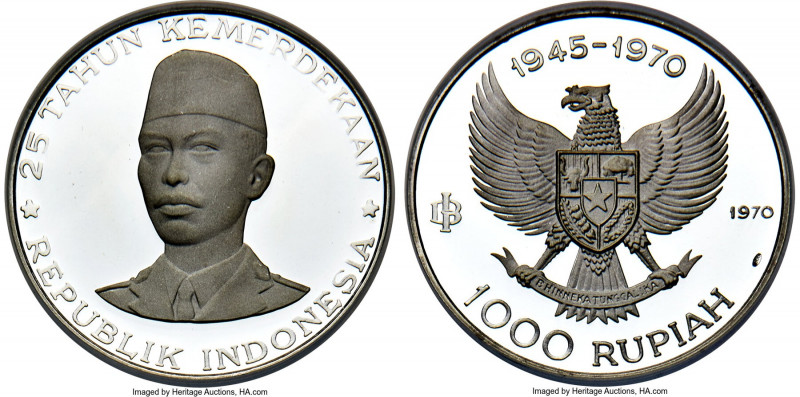 Republic Proof "General Sudirman" 1000 Rupiah 1970 PR69 Ultra Cameo NGC, KM27. S...