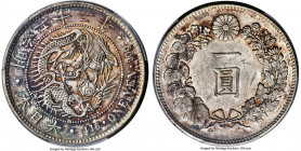 Meiji Yen Year 22 (1889) MS62 PCGS, KM-YA25.3, JNDA 01-10A. A beautifully toned specimen, showing a rainbow patina over the lustrous surfaces. 

HID...