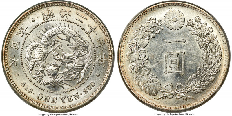 Meiji Yen Year 27 (1894) MS61 PCGS, KM-YA25.3, JNDA 01-10A. Fully satin obverse,...