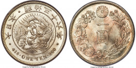 Meiji Yen Year 36 (1903) MS64+ PCGS, KM-YA25.3, JNDA 01-10A. Short from a Gem Mint State designation, radiating satin pearly fields and a light patina...