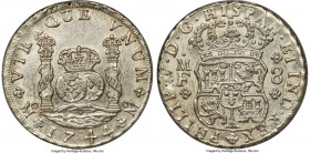 Philip V 8 Reales 1744 Mo-MF AU53 PCGS, Mexico City mint, KM103, Cal-1466. Presenting muted white surfaces with very bold motifs and a possible overda...