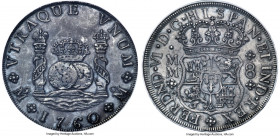 Ferdinand VI 8 Reales 1760 Mo-MM AU55 PCGS, Mexico City mint, KM104.2, Cal-497. A gently handled piece, occupied by well-defined devices and a dark to...