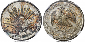 Republic 8 Reales 1876 Oa-AE MS64 NGC, Oaxaca mint, KM377.11, DP-Oa21. A richly toned specimen, bearing shades of golden tone across the glossy lustro...