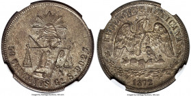 Republic 50 Centavos 1872 Go-S MS63 NGC, Guanajuato mint, KM407.4. An impressive grade for the type, deeply toned and with luminous recesses. Tied wit...