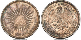 Republic Restrike Peso 1898 Mo-AM MS66 NGC, Mexico City mint, KM409.2. A high grade for the issue, presenting graciously toned surfaces with luminous ...