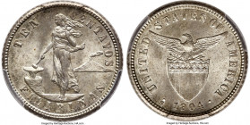 USA Administration 10 Centavos 1904-S MS66 PCGS, San Francisco mint, KM165. Exceedingly attractive and showcasing an advanced conditional preservation...