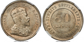 British Colony. Edward VII 50 Cents 1908 AU58 NGC, KM24, Prid-34. Showing gently handled, golden lustrous surfaces. 

HID09801242017

© 2022 Herit...