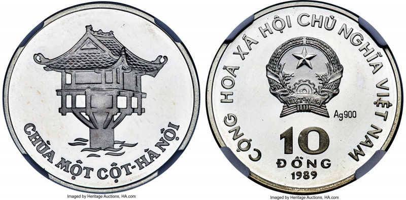 Socialist Republic silver Proof 10 Dong 1989-(l) PR67 Ultra Cameo NGC, St. Peter...