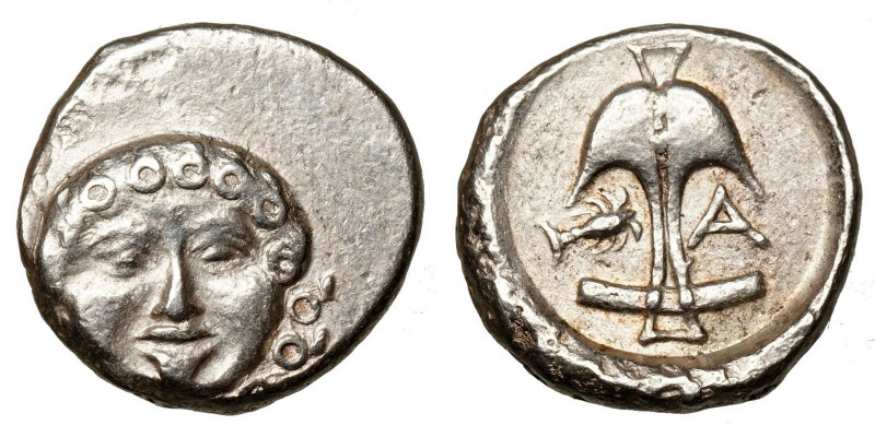 Thrace, Apollonia Pontika.
AR Tetrobol
2,88 g / 16 mm
~ 450-390 BCE
Facing g...