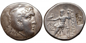 Alexander III 'the Great' (336-323 BCE)
AR Tetradrachm
15,99 g / 30 mm
Aspendos, ~190-189 BCE
Head of Heracles right, wearing lion skin headdress ...