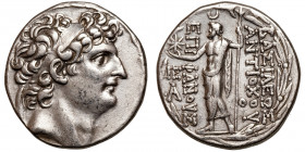Seleukid Empire, Antiochos VIII. Epiphanes (109-96 BCE)
AR Tetradrachm
16,66 g / 28 mm
Antioch on the Orontes, ~ 121/0-113 BCE
Diademed head of An...