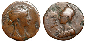 Julia Augusta (Livia). Augusta (14-29 CE)
AE As
7,74 g / 25 mm
Syrtica, Oea. Struck under Tiberius, circa 22-24 CE.
Draped bust of Livia right / H...