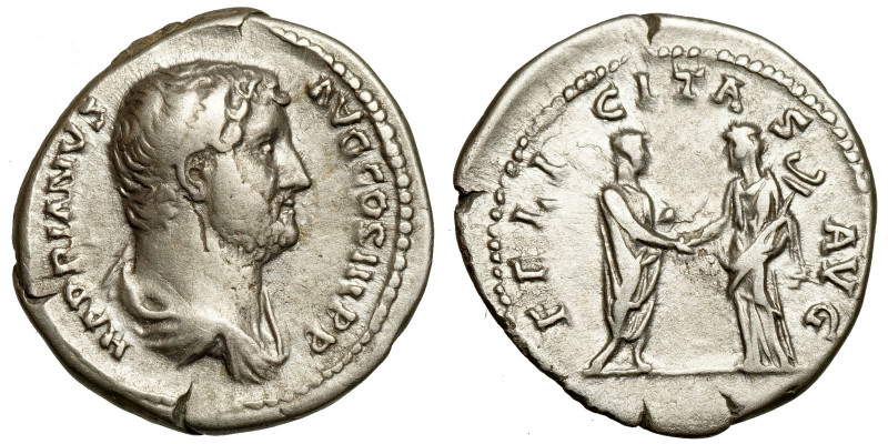 Hadrian (117-138)
AR Denarius
3,10 g / 17 mm
Rome, 134-138.
Laureate and dra...