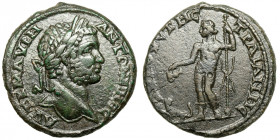 Caracalla (198-217)
AE
18,45 g / 30 mm
THRACE, Augusta Traiana.
Laureate head right. / Dionysos standing left, holding kantharos and thyrsos; pant...