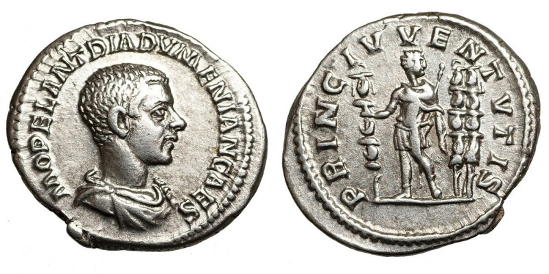 Diadumenian (Caesar, 217-218)
AR Denarius
3,42 g / 20 mm
Rome, 217-218
Bareh...