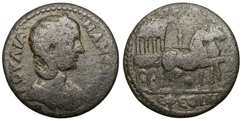 Julia Mamaea (Augusta, 222-235)
AE
11,29 g / 29 mm
IONIA. Ephesus.
Diademed ...