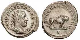 Philip I. (244-249)
AR Antoninianus
3.94 g / 23 mm
Ludi Saeculares (Secular Games) issue, commemorating the 1000th anniversary of Rome. Rome, 248
...