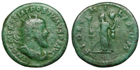 Postumus. Romano-Gallic Emperor (260-269)
AE Double Sestertius
16,94 g / 31 mm
Treveri (Trier)
Radiate, draped, and cuirassed bust right. / Fides ...