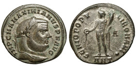 Maximian (286-305)
AE Follis
9,05 g / 28 mm
Antioch
Laureate head right. / Genius standing left, holding patera and cornucopia.
RIC 52b.
good ve...