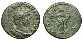 Carausius (286-293)
AE Antoninianus
4,25 g / 20 mm
Londinium
Radiate, draped and cuirassed bust right. / Pax standing left with branch and transve...