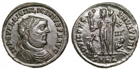 Licinius I. (308-324)
AE Follis
3,02 g / 20 mm
Heraclea
Radiate, draped and cuirassed bust right. / Jupiter standing left, holding crowning Victor...