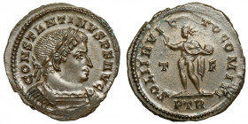 Constantine I. 'The Great' (307/10-337)
AE Follis
4,85 g / 24 mm
Treveri, 310-313
Laureate and cuirassed bust right. / Sol standing facing, head l...