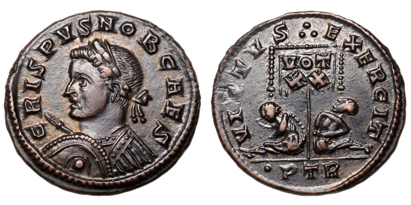 Crispus (Caesar, 316-326)
AE Follis
2,73 g / 17 mm
Treveri, 320
Laureate and...